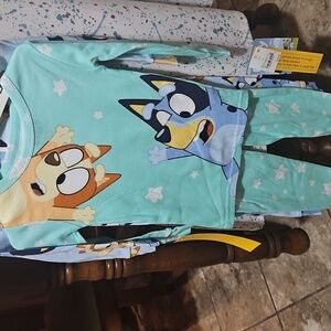 BLUEY/BINGO Toddler Boys' 4pc Snug Fit Cotton Pajama Sets - Blue - Size 4T - NEW